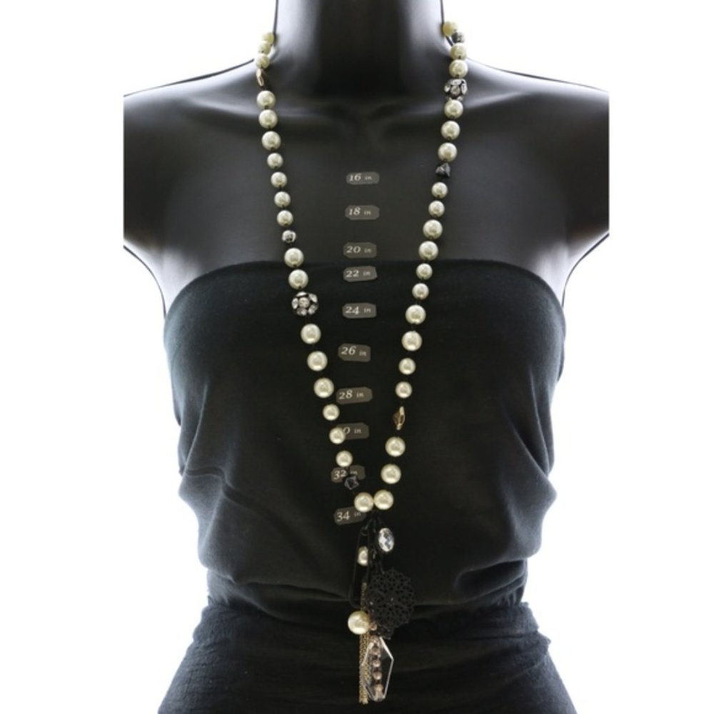 Lane Bryant Black and White Beaded Necklace